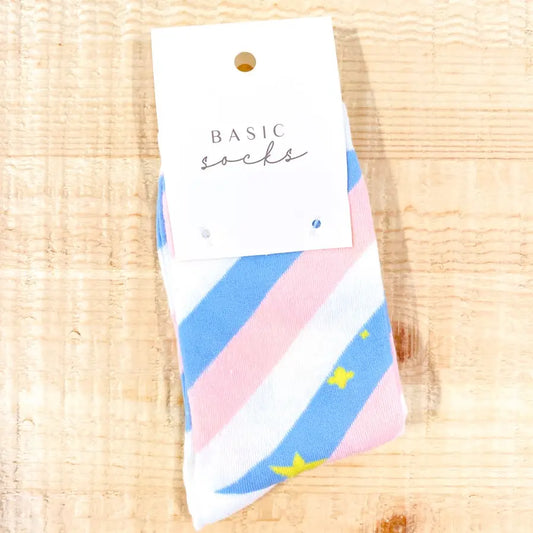 Starry Stripe Cotton Crew Socks