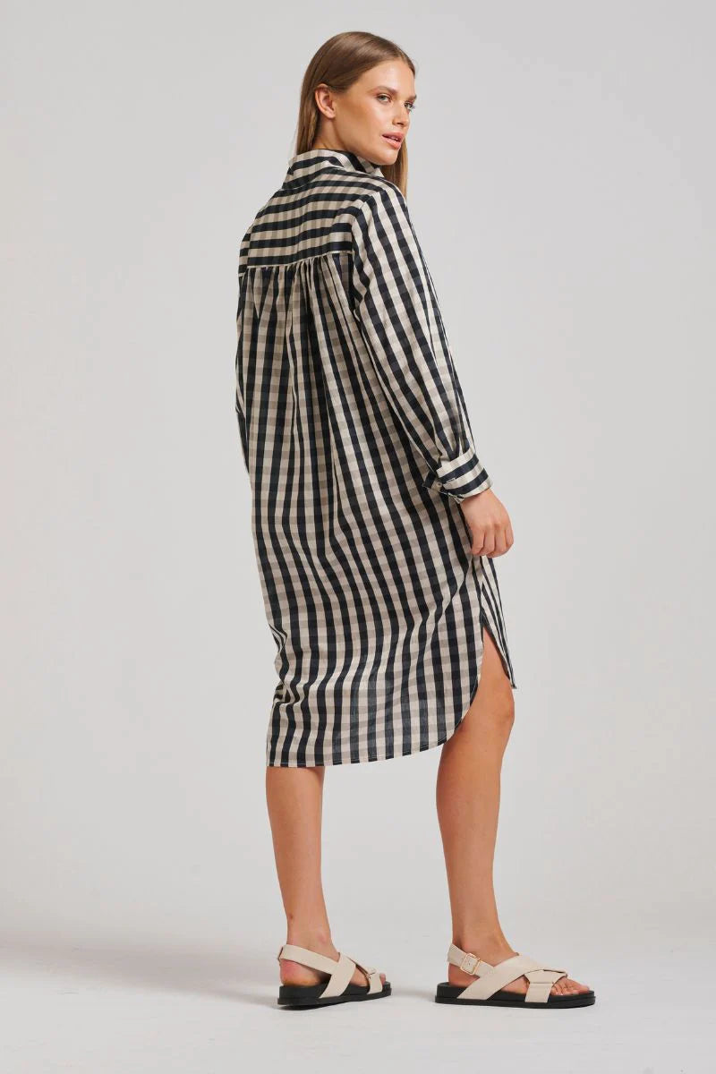 The Avril Popover Shirtdress - French Navy Gingham