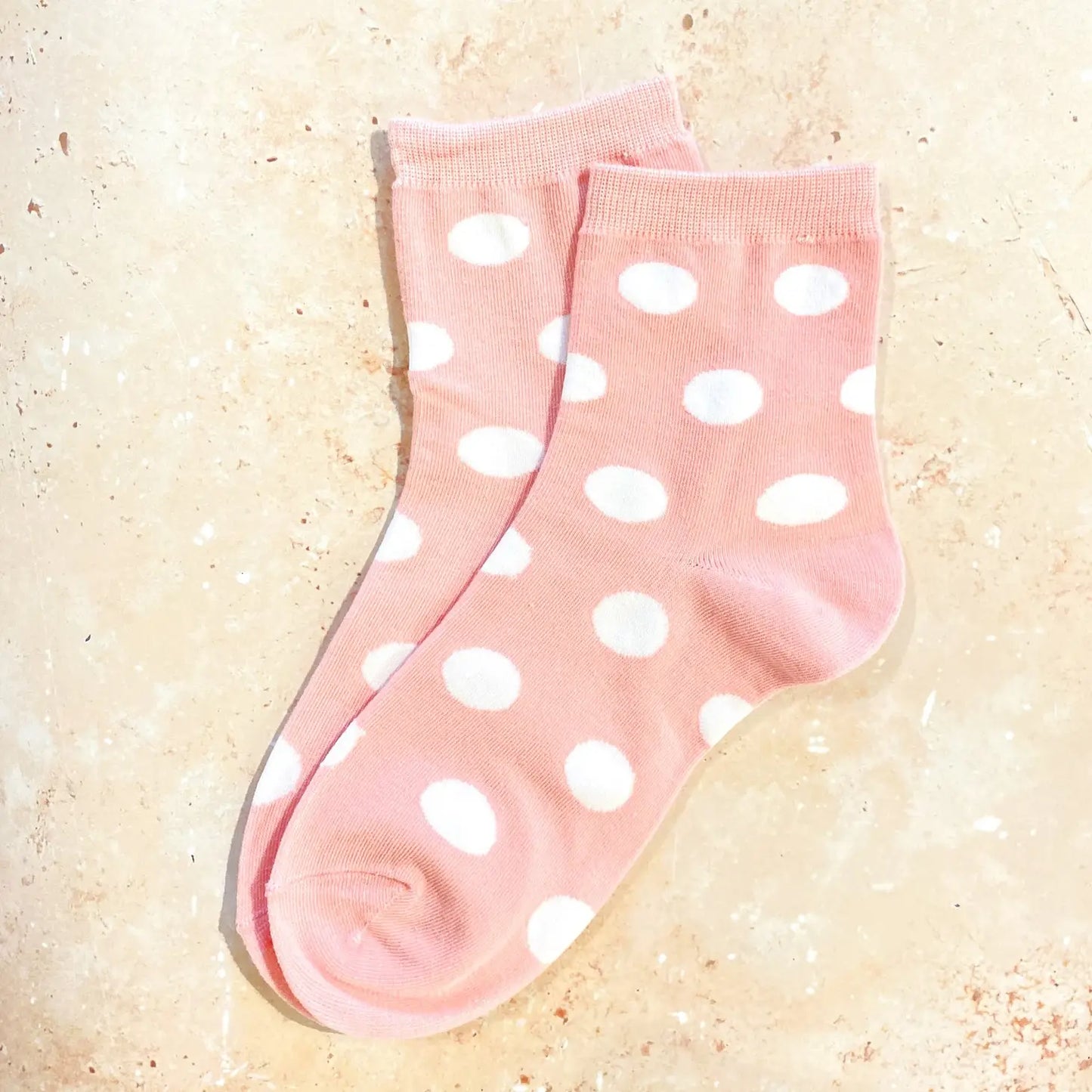 Pink Polka Dot Crew Socks