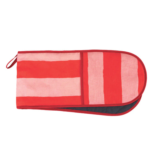 Double Oven Mitt - Linen - Red Stripe