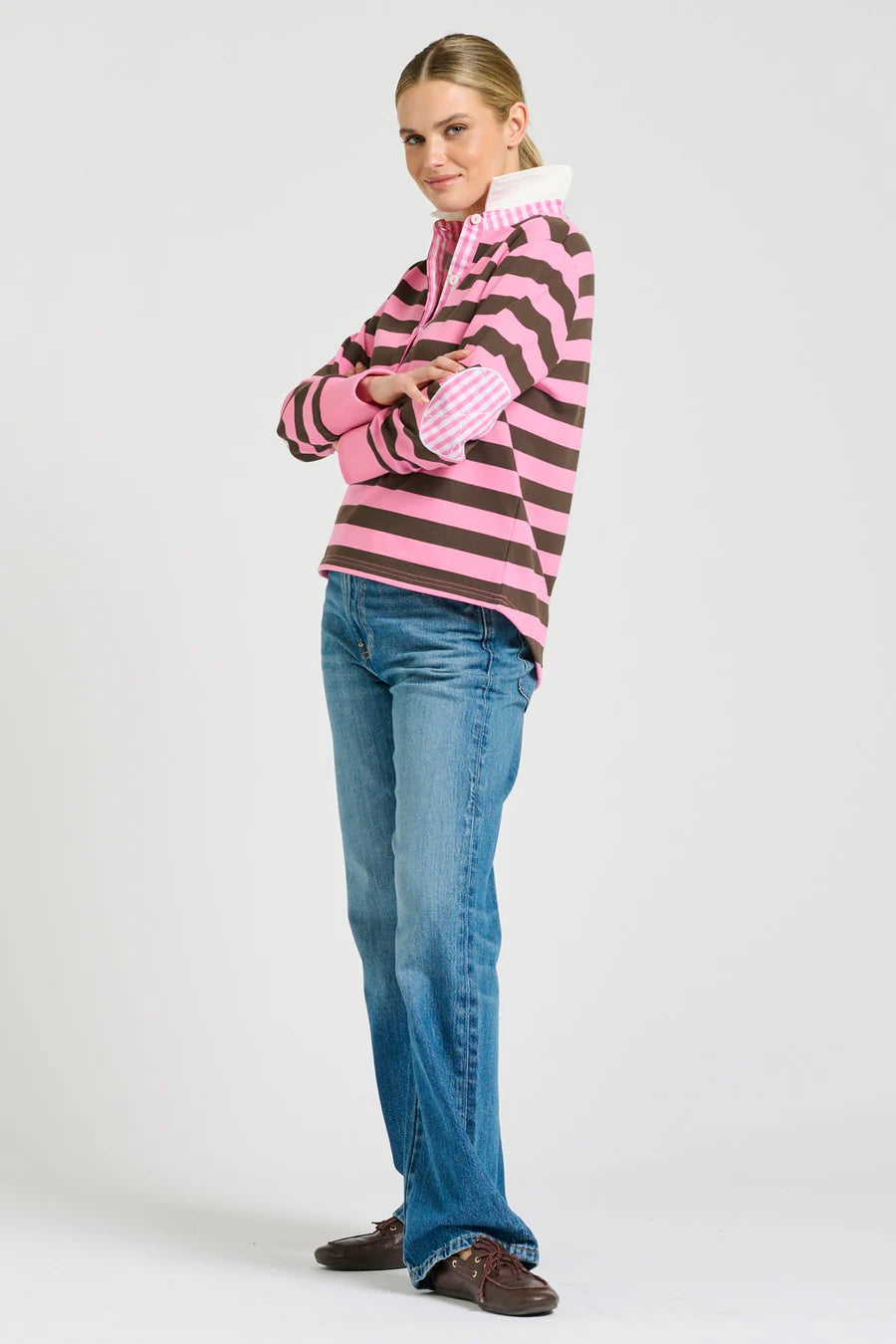 Rugby Sweatshirt - Pink & Chocolate