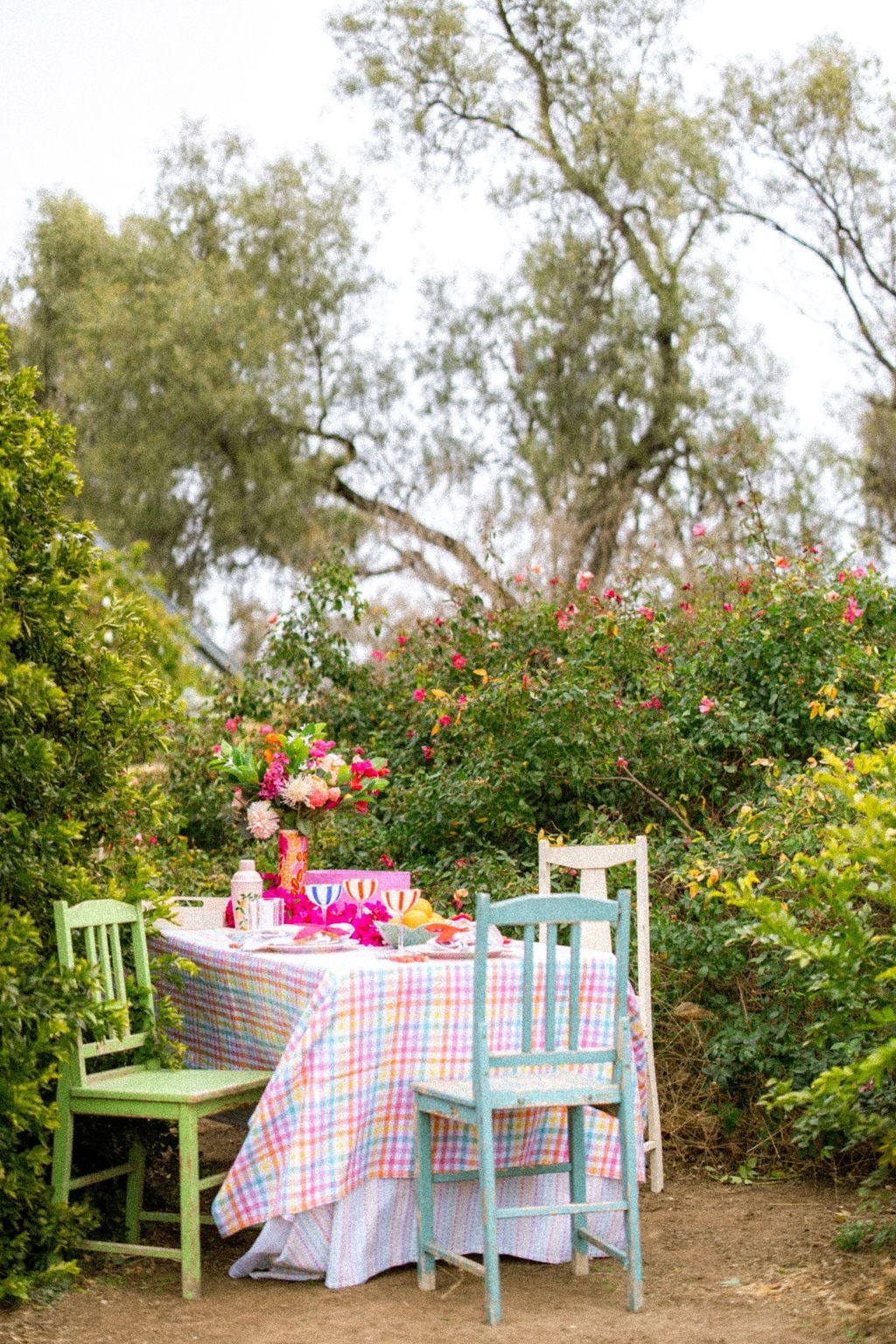 Candy Gingham Cotton Tablecloth