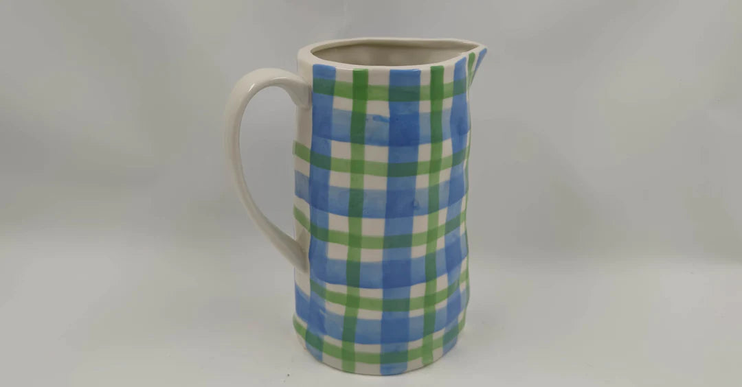 Medium Jug - Corn Flower Blue and Green Gingham