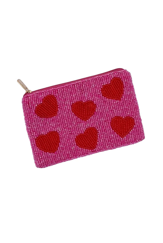 Love Hearts Beaded Coin Purse
