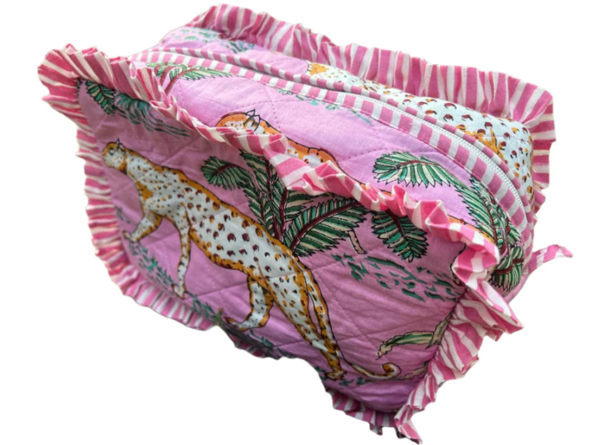Cotton Cosmetic Bag - Pink Frill