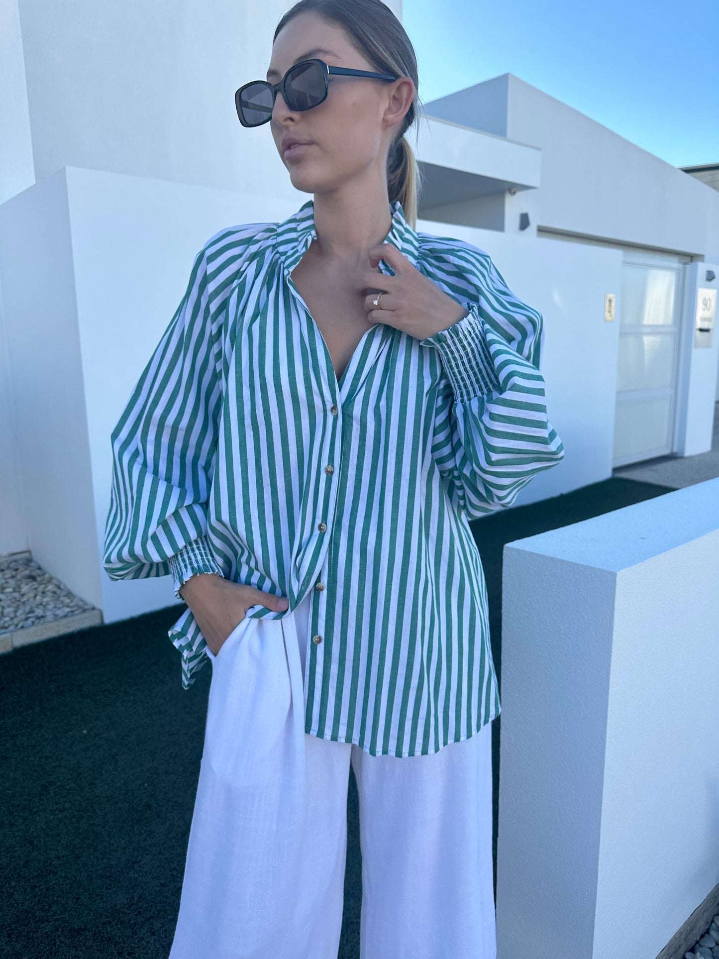 Samantha Stripe Shirt - Green