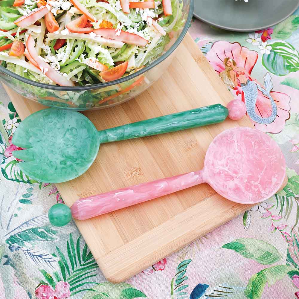 Resin Salad Servers - Pink & Green
