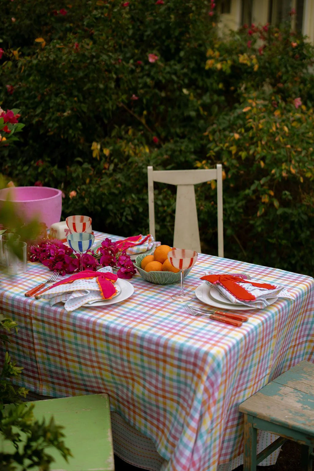 Candy Gingham Cotton Tablecloth