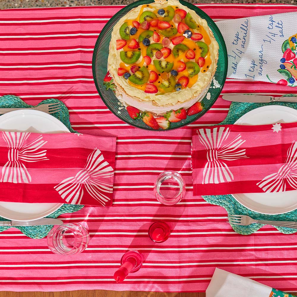 100% Cotton Tablecloth | Red & Pink Stripe - Both Sizes