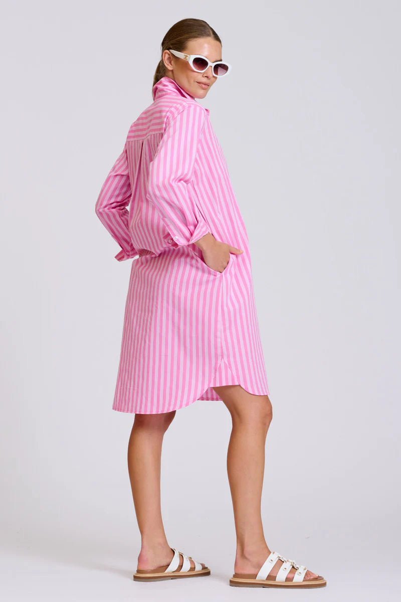 The Classic Shirtdress - Double Pink Stripe