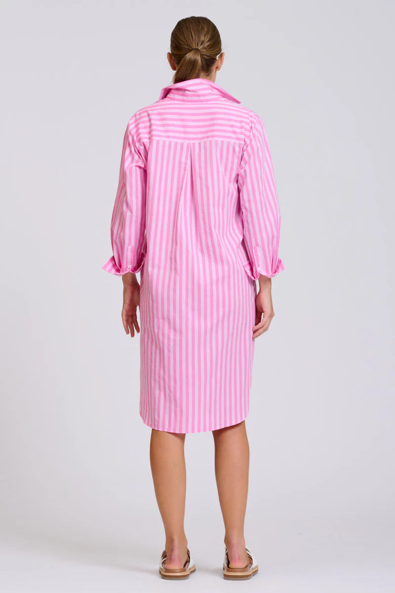 The Classic Shirtdress - Double Pink Stripe