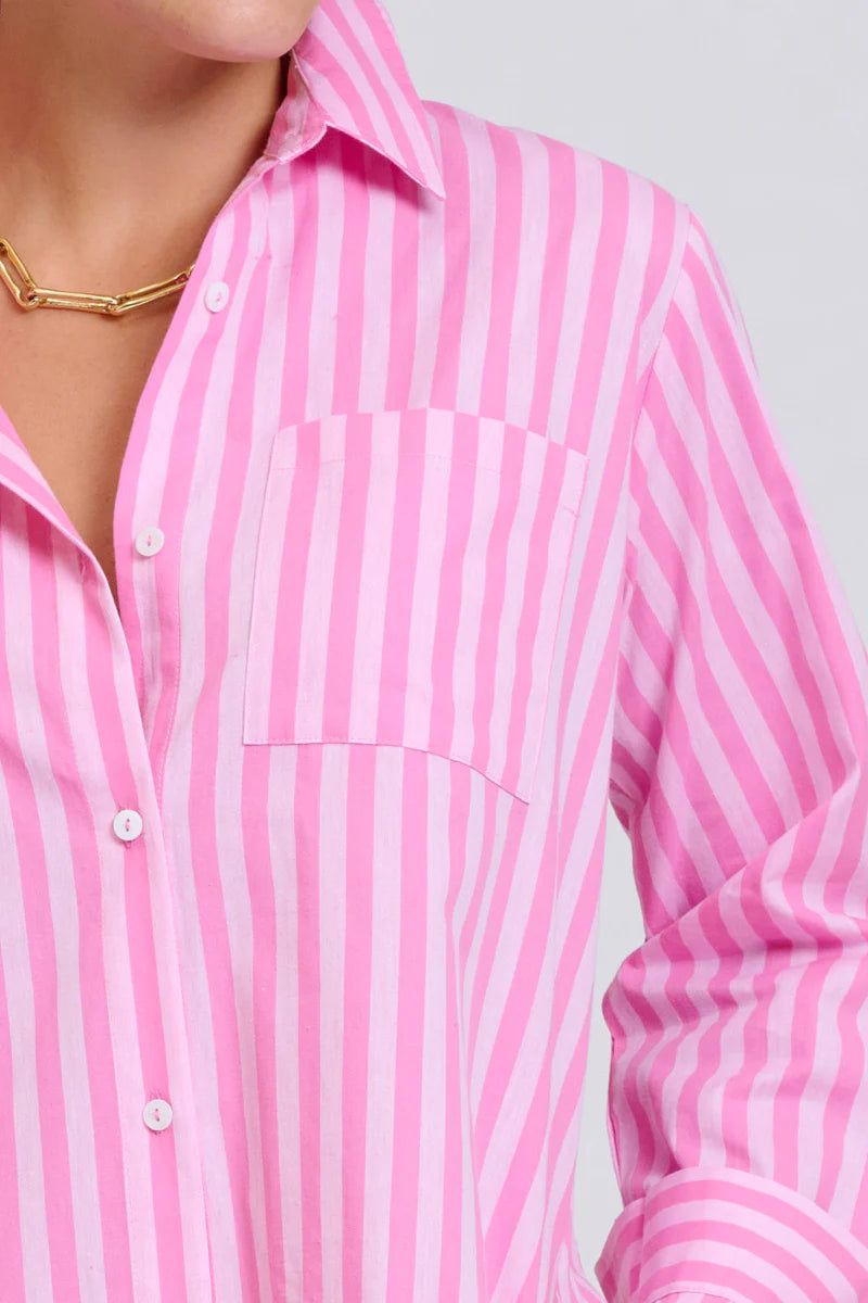 The Classic Shirtdress - Double Pink Stripe