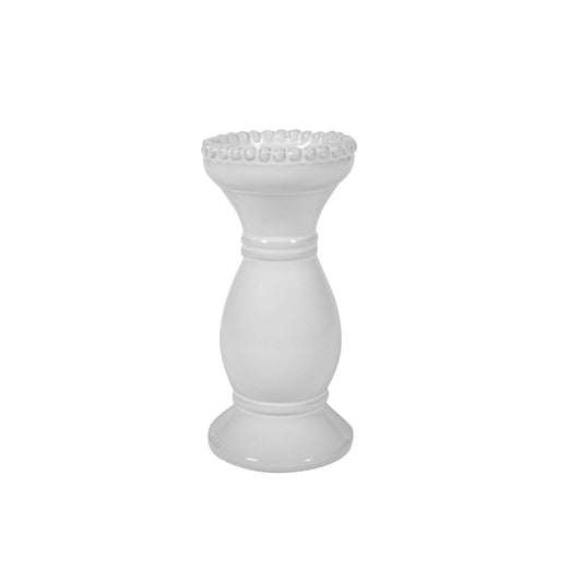 White Glaze Ceramic Candle Holder // Small