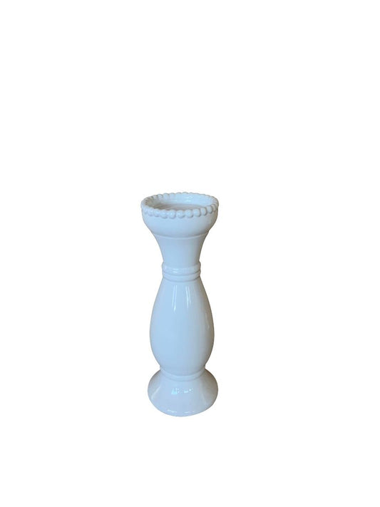 White Glaze Ceramic Candle Holder // Large